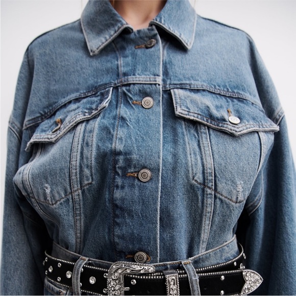 NWT Zara Oversized Fit Denim Jean Jacket - Picture 4 of 7
